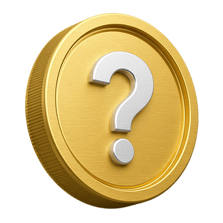 Moneta 3D d'oro ornamentale con un punto interrogativo nella pagina FAQ